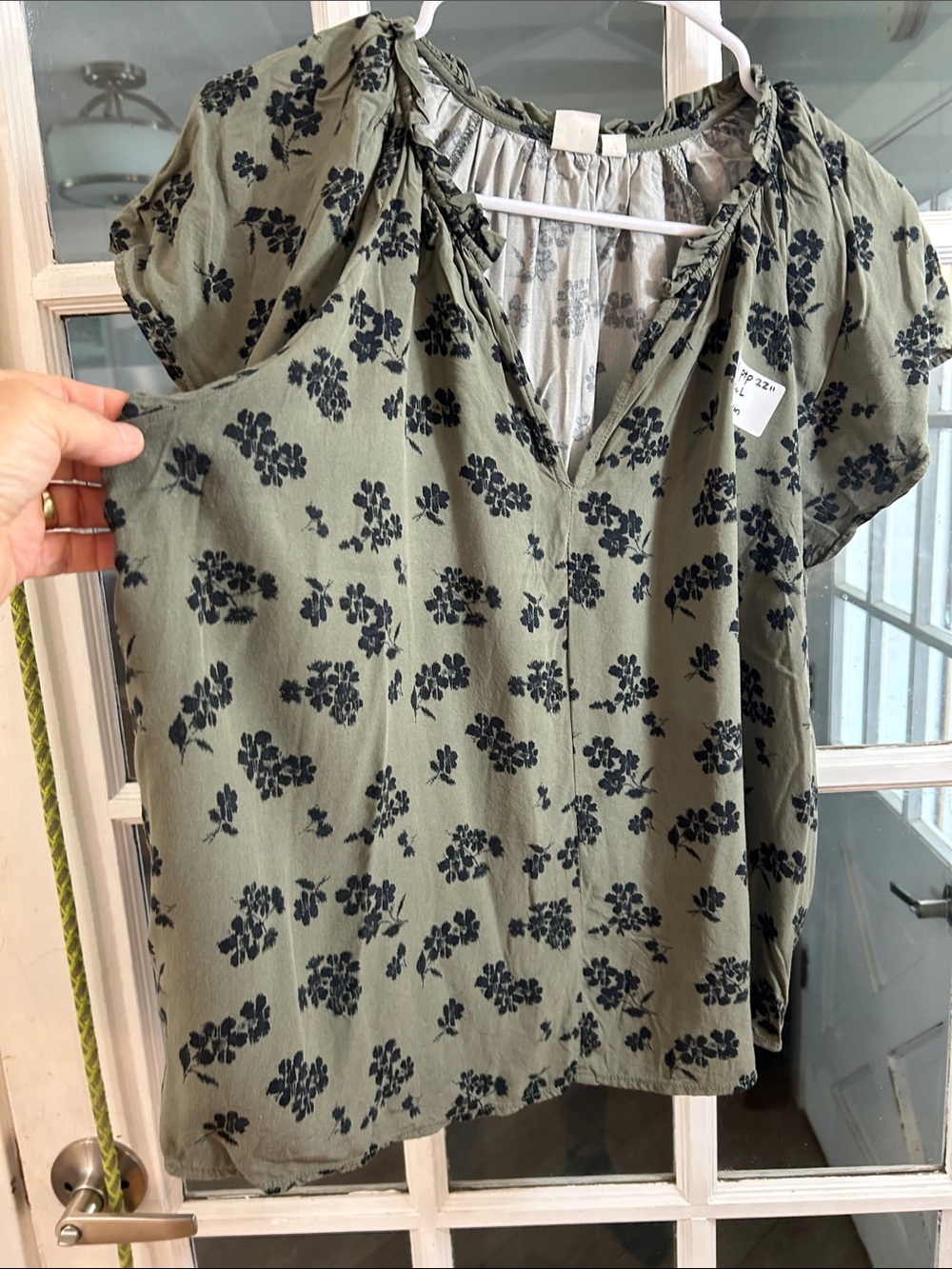 A14.    Women’s Olive Green Floral Blouse